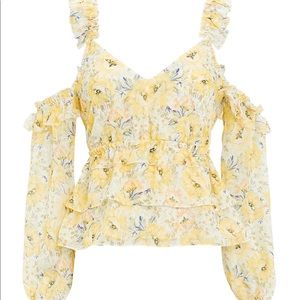INTERMIX GRACE COLD SHOULDER FLORAL TOP
